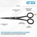 GTEX Hair Scissors, 6.5 inch Black Professional Hair Cutting Scissors for Women Men Adults - Barber Scissor Hair Shears - Super Sharp Haircut Scissor - Tijeras De Peluqueria Profesional