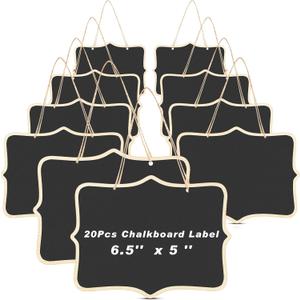 EBOOT 20 Pcs Mini Chalkboard Sign Reusable Wood Chalkboards with Hanging String Erasable Double Sided Small Hanging Blackboard for Message Board Sigs Price Labels Party Buffet Plant Food Name Tag