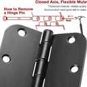 12 Pack Matte Black Door Hinges 3 1/2 Inch Interior Door Hinges 3.5 Inch Rounded 5/8” Radius Corners No-Squeak Sturdy Flat Iron Construction Standard Residential Hardware for Bedroom Home Indoor Doors