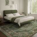 Deerly Green Rug 8x10 Area Rug for Living Room Bedroom Washable Rugs Large Boho 8x10 Rug for Dining Room Carpet Non-Slip Distressed Carpet Rugs Print Floor(Border Green)