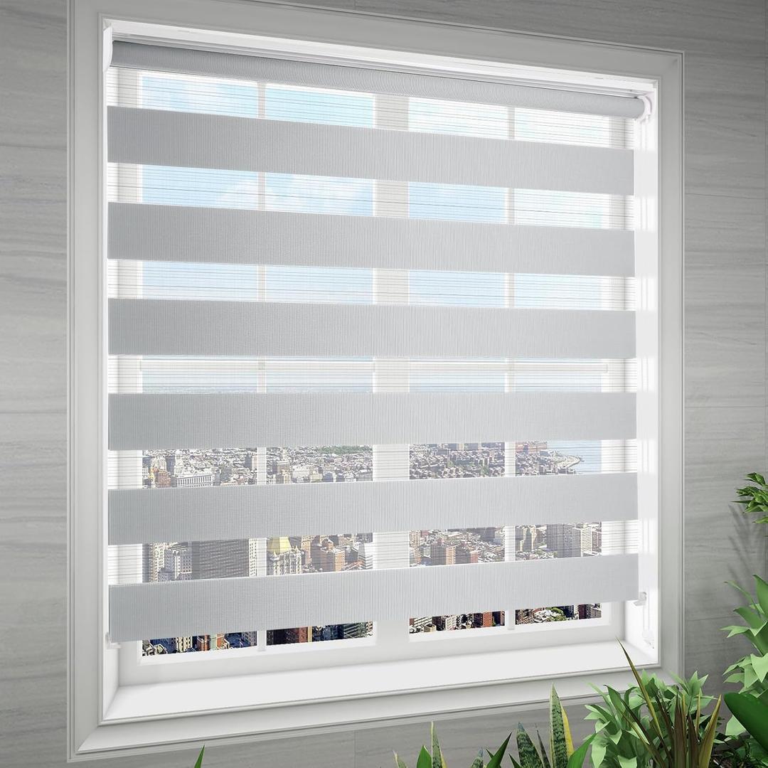 RED GRAPES Zebra Blinds for Windows Dual Layer Roller Window Shades Light Filtering Sheer Privacy Light Control for Day and Night Blind Shade for Home and Office,Easy to Install(23" W x 72" H, Grey) RED GRAPES Zebra Blinds for Windows Dual Layer Roller Window Shades Light Filtering Sheer Privacy Light Control for Day and Night Blind Shade for Home and Office,Easy to Install(23" W x 72" H, Grey)