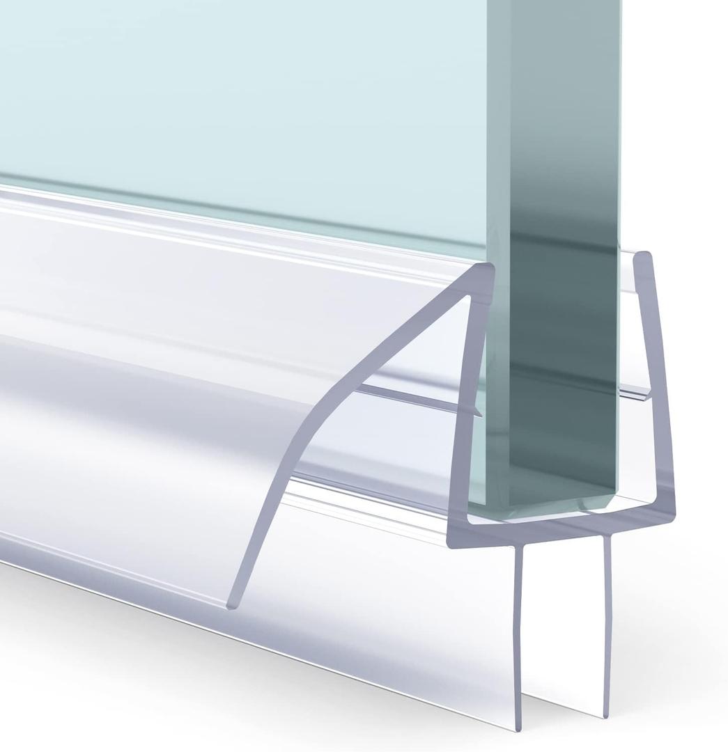 AmazerBath 3 PCS Shower Door Bottom Seal for 3/8 Inch Glass - (15.75 Inches x 3), 3 Section Segmented Shower Installation Kit Frameless Glass Door Seal Strip