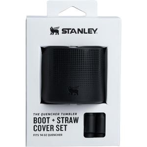 STANLEY Quencher Boot and Straw Cover Cap | Anti-Slip Silicone Protector for Tumbler with Handle | Accessory Set for Stainless Steel Drinking Cup | BPA-Free (Black 2.0)