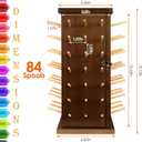 Wooden 84 Spools Thread Rack/Thread Holder Organizer with Inner Storage Compartments, 360 Fully Rotating Thread Storage Organizer for Sewing, Embroidery, Hair-braiding and Jewelry (Brown)