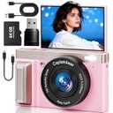 4K Digital Camera,64MP Cameras for Photography with 16X Digital Zoom, AutoFocus Vlogging Camera for YouTube, 3" 180Flip Screen Compact Travel Camera, Anti-Shake 4K Video Cameras (Black)