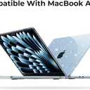 EooCoo Case Compatible with MacBook Air 13 inch M5 2026-2022 Release M4 M3 M2 A3449 A3240 A3113 A2681, Glitter Hard Shell&Keyboard Skin Cover&Screen Protector for Mac Air 13.6 inch, Sparkly SkyBlue