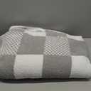 Snuggle Sac Checkered Blanket, Grey Throw Blanket for Couch Checker Microfiber Fluffy Warm Fuzzy Cozy Soft Throw Blanket Reversible Checkerered Blankets for Sofa, Chair, Bed, 60x80 inches