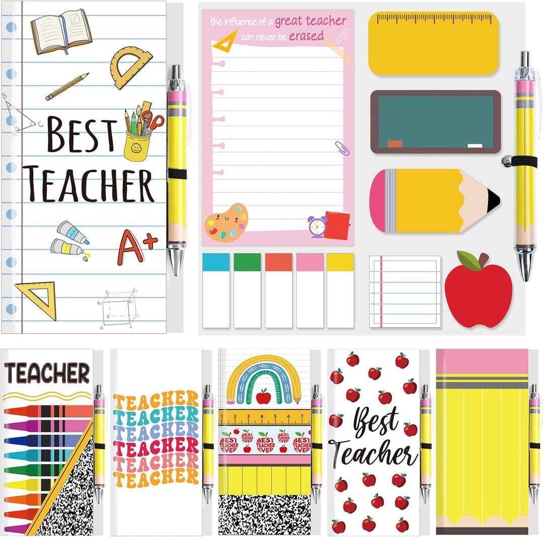 Marhpveua 6 Pack Teacher Appreciation Sticky Notes and Pen Set Teacher Appreciation Gifts Best Teacher Note Blackboard Self-Stick Note Pads Writing Memo Pads for Teacher Appreciation Week End of Year (Classical)