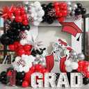 139Pcs Red and Black Balloon Arch Garland Kit for Graduation Party Decorations,Red Black White Silver Confetti Explosion Star Balloons for Class of 2026 Congrats Grad Celebrations Birthday Supplies