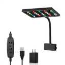 Carefree Fish Aquarium LED Light USB 5V1A RGBW 5730 Timmer 5~10Gal Fish Tank Clip Light 10 Brightness Levels 8W with USB Port (Include Power Adapter)