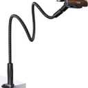 Lamicall Gooseneck Phone Holder Bed - [Nylon Braided] Flexible Arm, 38inch Overall Length, 360 Adjustable Clamp Clip, Overhead Cell Phone Mount Stand for Bed, Desk, 4-7 Cellphones, Gifts (Black)