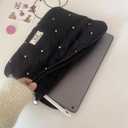 Kawaii Cartoon Polka Dot Puffy Laptop Sleeve Y2K Computer Cover Bag Accessories Pouch Cute Plush Carrying Case (15-15.6 inch,White)