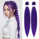 Pre-Stretched Purple Braiding Hair Extensions, 26 Inch Synthetic Fiber for Adult Cosplay, Stage Performance & Fashion Braids, Soft Lightweight Styling Hair for Festivals & Parties (2 Pack)