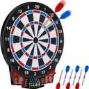 15.5" Professional Electronic Dart Board for Adults - Electric Dart Board Set with 43 Games & 320 Variations, Color Score Display for 1-8 Players, 6 Soft Tip Darts & Throw Line
