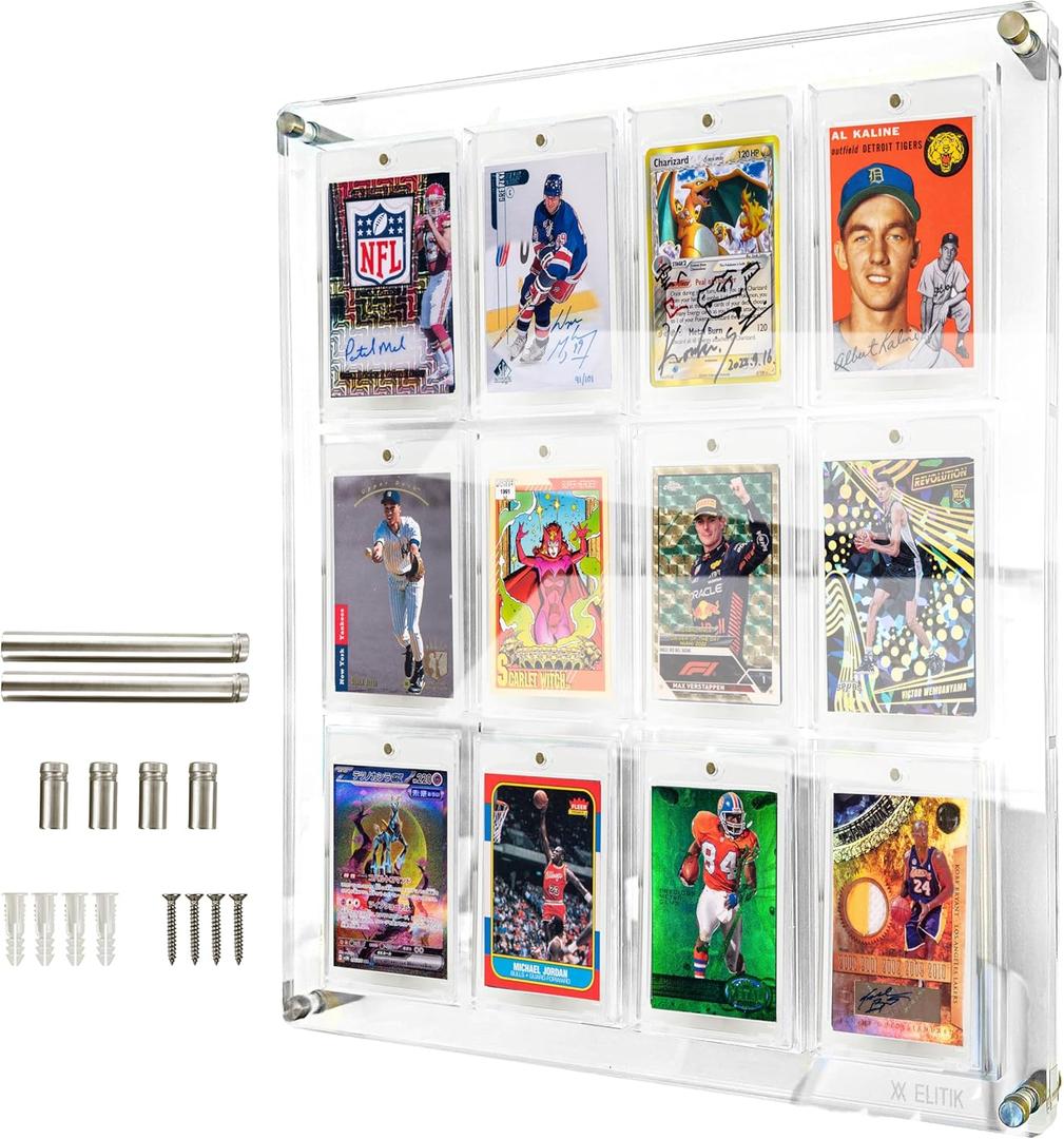 Acrylic One Touch Card Slab Display Case for 35pt - 12 Non Graded Holder Frame for Wall Mount or Desktop - Clear View Sports, Baseball, Football, Basketball (One Touch) (Transparent)