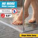 39" Transparent Shower Threshold Water Dam, Collapsible Water Guard Strip | Flexible door bottom seal for walk-in showers, helps contain leaks, block water and keep bathroom floors clean and dry