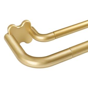 Gold Blackout Double Curtain Rods Set, USFOOK Wrap Around Curtain Rods for Windows 66 to 120 Inch, 6/8 Inch Room Darkening Curtain Rod 32 to 115 Inch, Decorative Drapery Rods for Home