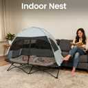 Toddler Travel Bed Cot with Tent: Portable Kids Camping Cots for Indoor and Outdoor - Sun & Mosquito Protection (Grey)