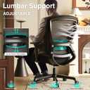 ELABEST Mesh Office Chair,Ergonomic Computer Desk Chair,Sturdy Task Chair- Adjustable Lumbar Support & Armrests,Tilt Function,Comfort Wide Seat,Swivel Home Office Chair (Noir Black (Padded Seat)), 17.3 Inches X 20.5 Inches X 19 Inches