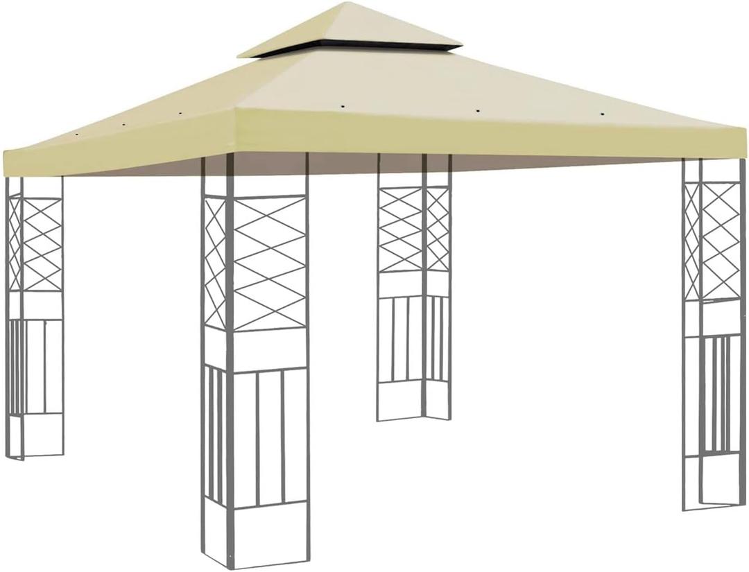 10x10 Canopy Replacement Top Double Tiered Gazebo Cover for Yard, Patio & Garden Durable Sunshade Replacement, Dual Tier Cover Only (Beige)