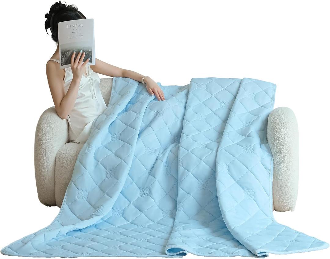 SheRest Lightweight & Breathable Summer Throw Blanket for the AC Room, Couch, or Nap Time, Soft and Portable Cooling Blanket for Hot Sleepers and Night Sweats (Blue, King)