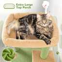Globlazer Cactus Cat Tree Tower for Indoor Cats, 50-inch Adult Cat Tree House for Large Adult Cats with Steps, Scratching Post, 2 Cat Caves, Dangling Toys, FC50, Green
