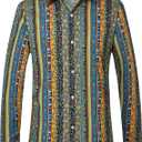 SSLR Shirt, Men's Sunshine Plaid Shirt, Long Sleeve, Button Down, Casual, Beach, Summer, Size (Medium, Blue Yellow)