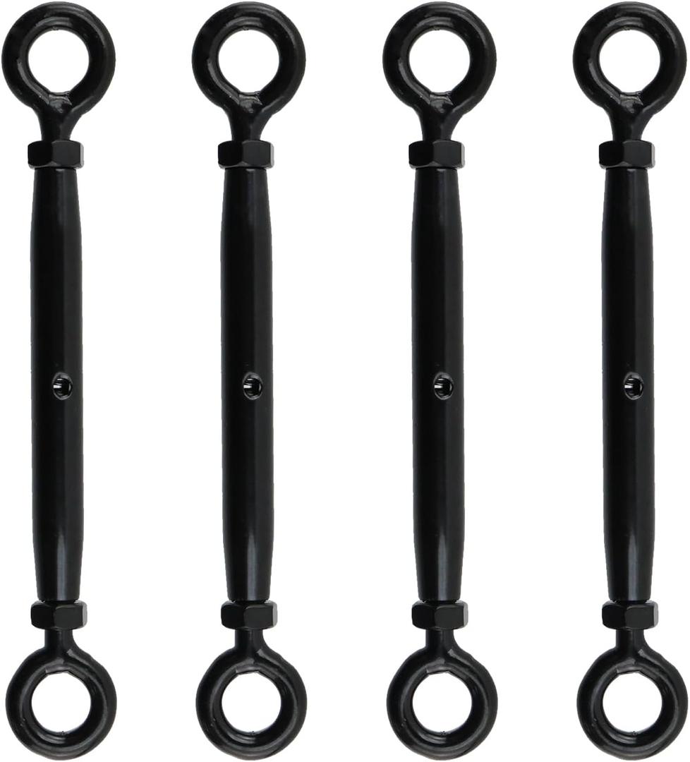 Antrader Turnbuckle Eye and Eye,4Pcs M8 Eye to Eye Turnbuckle Heavy Duty Turnbuckles Cable Turnbuckle Stainless Steel Turnbuckles Black Turnbuckle for Wire Rope Tension