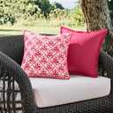 MIULEE Floral Decorative Pillow Covers Set of 2,Block Print Throw Pillowcases Outdoor Boho Farmhouse Vintage Summer Accent Cushion Covers for Couch paito Garden Sofa Bed 18x18 Inch, Hot Pink