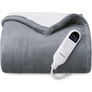 Bedsure Heated Blanket Electric Throw - Soft Flannel Electric Blanket, GentleSoft Heated Throw with 4 Time Settings & 6 Heat Settings, Warm Gift for Grandma (50x60 inches, Grey) (Throw, 01 - Grey)