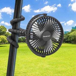 10000mAh Rechargeable Golf Cart Fan, 50H Run, Compatible with EZGO Club Car Yamaha, 7 inch Clip On Fan with Sturdy Tripod, 360 Pivot, 3 Speed & Timer, Cooling for Golf Cart