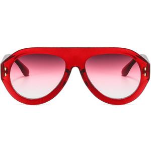 Popular Fashion Pilot Sunglasses Women Shades UV400 Retro Rivets Decoration Gradient Trending Men Round Sun Glasses (Red)