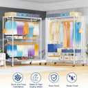 ULIFHOME P8 Max Heavy Duty Clothes RackWith Extended Width Design Rolling Clothing Racks for Hanging ClothesPortable Garment Rack with Lockable Wheels51.2" W x 15.8" D x 80.5" HLoad 700LBSWhite
