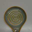 LAUCHUH Spoon Rest for Kitchen Counter,5" Spoon Holder for Kitchen Counter Stove Top Ceramic Spatula Holder for Ladle, Spatula, Spoons or Tongs, Christmas Decor, Unique Green