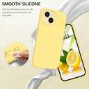 GUAGUA Compatible with iPhone 15 Plus Case 6.7 Inch Liquid Silicone Soft Gel Rubber Slim Thin Microfiber Lining Cushion Texture Cover Shockproof Protective Phone Case for iPhone 15 Plus, Yellow