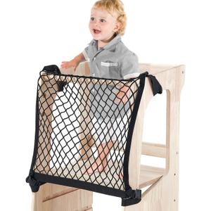 Toddlers Tower Safety Net Guard for Toddlers Learning Tower Safety Net for Kitchen Learning Step Tool, Black(17.72 x 17.72 Inch)