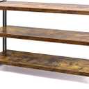 HCHQHS 3-Tier Rustic Wood and Metal Industrial Bookcase - 40in, for Home Office, Bedroom, Kitchen, Bathroom