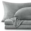 BEDELITE Flannel Sheets King Size Grey - Super Soft Fleece Sheets Set Fluffy Extra Plush, 4 Piece(Include Fitted Sheet, Flat Sheet, 2 Pillowcases)