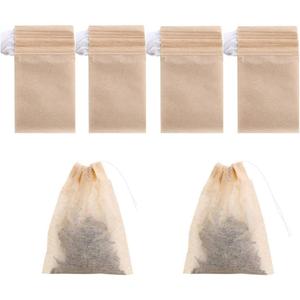 400 Pack Disposable Drawstring Tea Filter Bags Safe & Natural Unbleached Paper Tea Infuser Drawstring Empty Bag for Loose Leaf Tea (7 x 9, Natual Color)