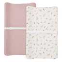 Changing Pad Cover for Baby Boy Girl 2 Pack, Muslin Changing Table Pad Covers with Boho Style, Neutral Nursery Bedding Essentials Soft and Breathable(Petal Leaf & Pink)