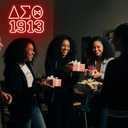Dst Sorority Neon Sign for Wall Decor Dst Neon Light for She Shed Dimmable Greek Sorority Paraphernalia Light Up for Party Living Room Bedroom Birthday Gift for College Women Size13.7 * 10.8In(P140)