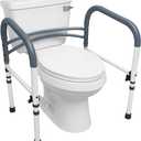 Carex Toilet Safety Rails, Adjustable and Detachable Toilet Safety Frame with Handles for Elderly, Handicap, or Disabled, Heavy-Duty Non-Slip Bathroom Grab Bar, with Padded Handles and Aluminum Frame