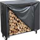 4 FT Firewood Rack Cover, Outdoor Log Rack Cover, 600D Oxford Waterproof Heavy Duty outdoor firewood Storage rack cover with Buckle, Cover Only (Black)