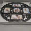 MKUN 2Pack of 4x6 Wall Photo Collage Frames - Round Circular Circle Wall Hanging Picture Collage Frame with Leaf Decoration, 5- Opening (Black)