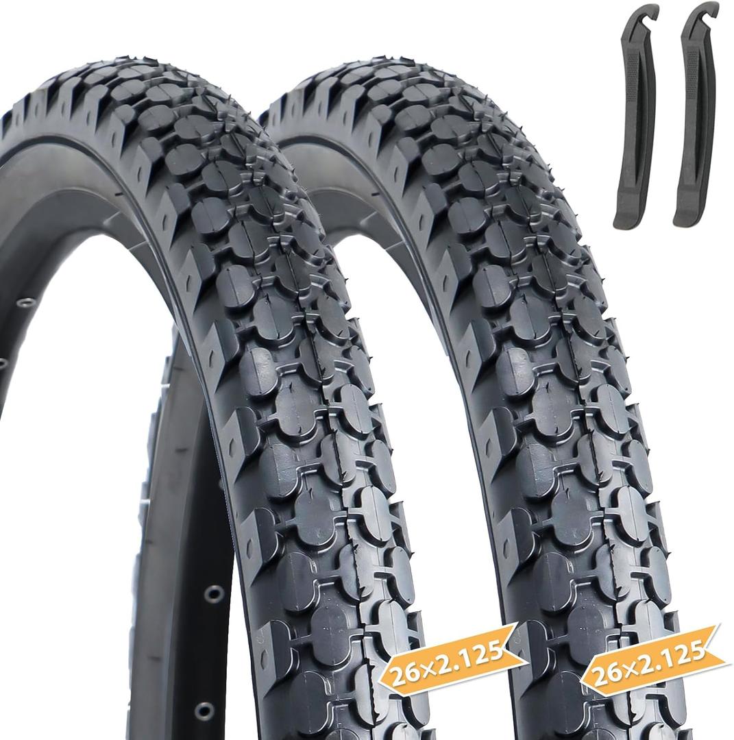 Hycline 2 Pack Bike Tire,24/26x2.125 Inch Folding Replacement Tire for Beach Cruiser Bicycle