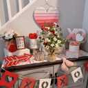 17.7" Daisy Heart Table Tree Decorative with Red Heart Floral Berry, 20 LED Light UP Small St Patricks Day Trees for St Patricks Day Party Home Table Centerpiece Spring Decor (1 Pcs)