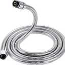 KINSE 79" Shower Hose Extra Long For Handheld Shower Head Hose, Replacement With Brass Insert And Integral Rubber Ring - Sturdy & Anti-Leakage(Chrome)