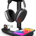 Headset Stand, Wireless Charging Stand, 4 in 1 Charging Station Suitable for Mobile Phones, Headphones, Watches and Headphone Hangers