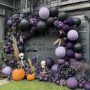 Black Purple Balloon Arch Kit Double Stuffed Dark Purple Black Balloon Garland for Halloween Ghost Witch Birthday Baby Shower Anniversary Party Decorations