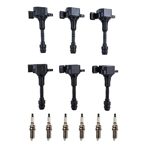 TRQ Ignition Kit Ignition Coil Set Spark Plugs Compatible with 01-04 INFINITI 01-21 Nissan 09-12 Suzuki, 12 Pcs